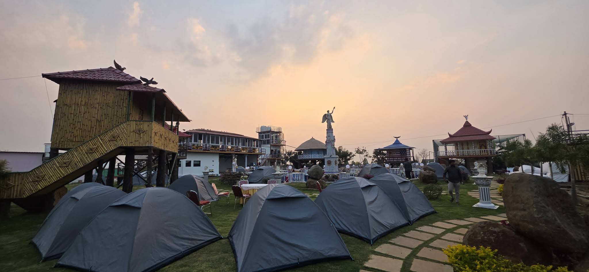 Sunset over the camping grounds near Ananthagiri Hills